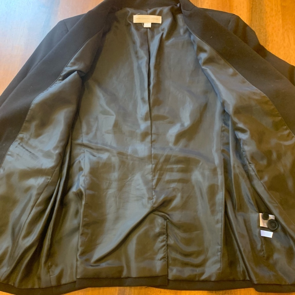 New York & Company size 12 black stretch black blazer 2 buttons pockets - Picture 4 of 9